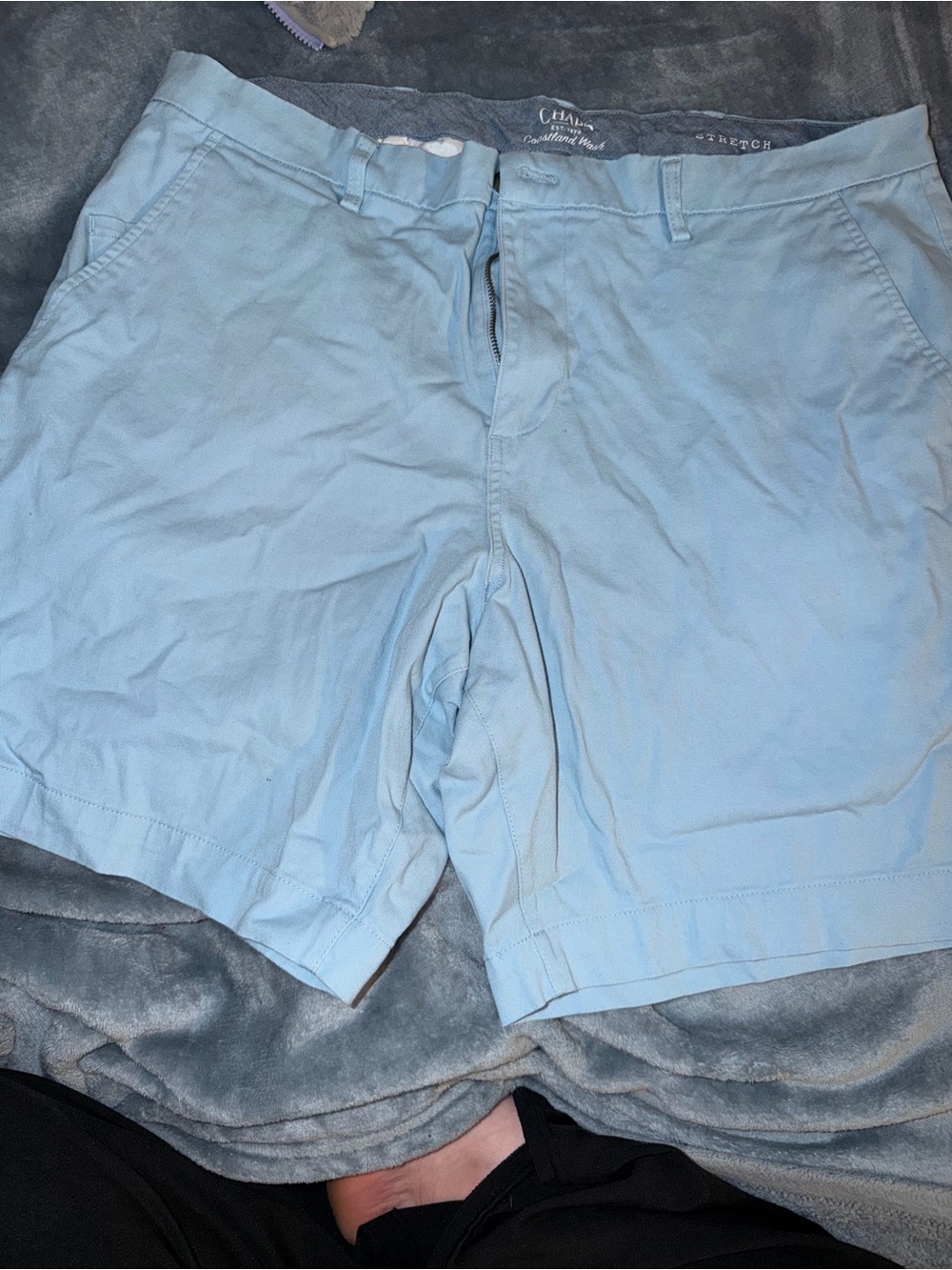 Chaps Light Blue Men's Stretch Flat Front Shorts